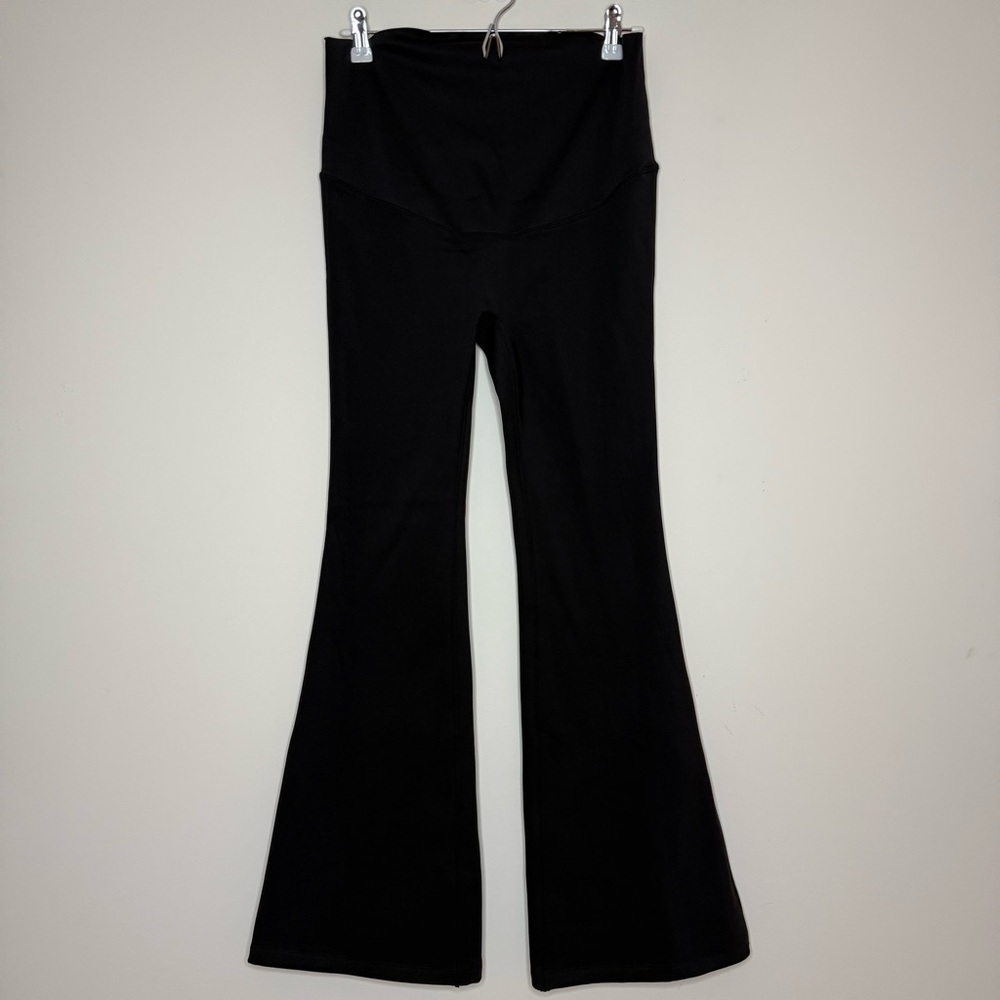 EMXEE Maternity Black Structured Supportive Flare Style Minimalist Yoga Pants